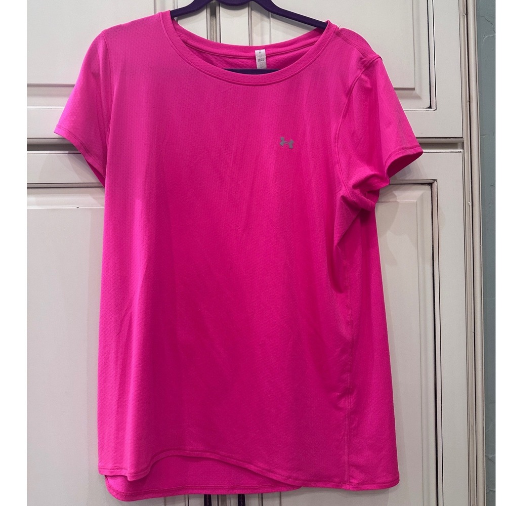 Under Armour HeatGear Womens XL Pink Short Sleeve Fitted Performance T-Shirt